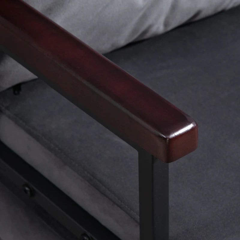 Velvet-Feel Charcoal Grey Single Chair Bed with Pillow - Versatile 4-in-1 Design for Comfort and Style