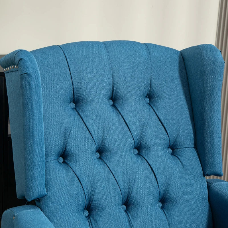 Vintage Blue Reclining Armchair with Footrest - 150° Adjustable Comfort for Relaxation