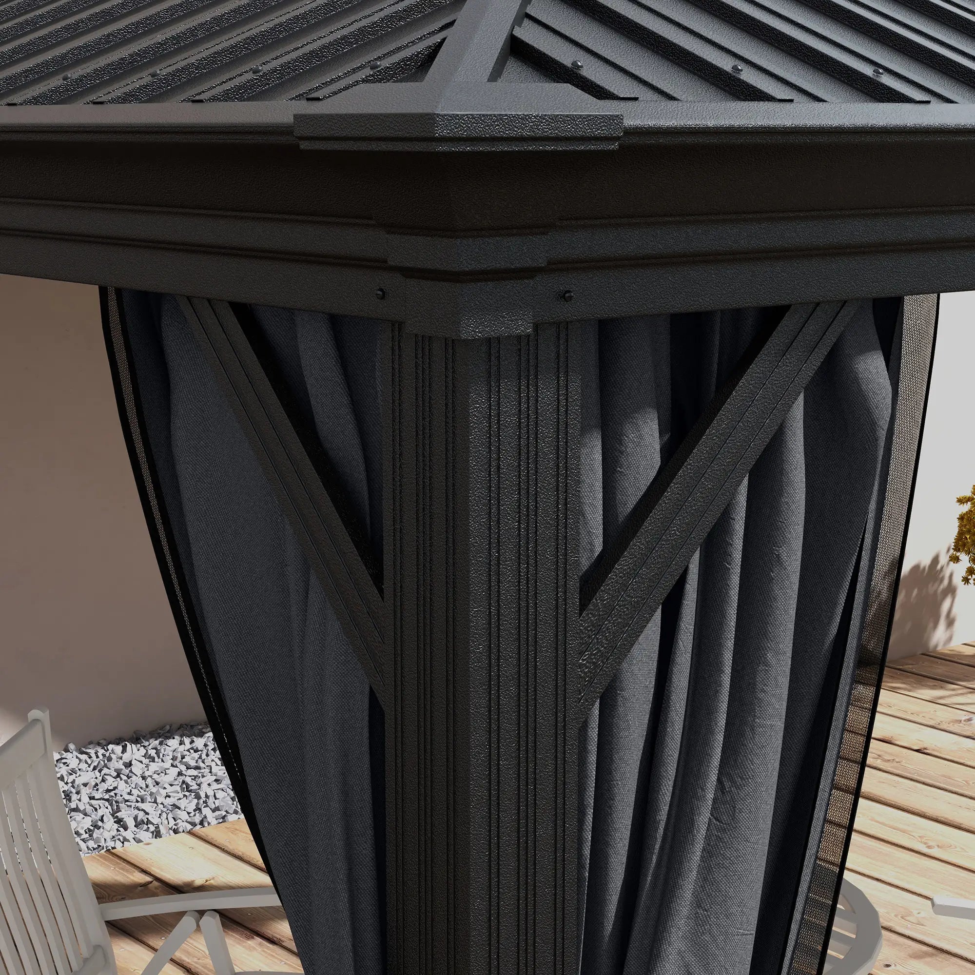 Dark Grey 3.65m x 3m Aluminium Hardtop Gazebo With Accessories