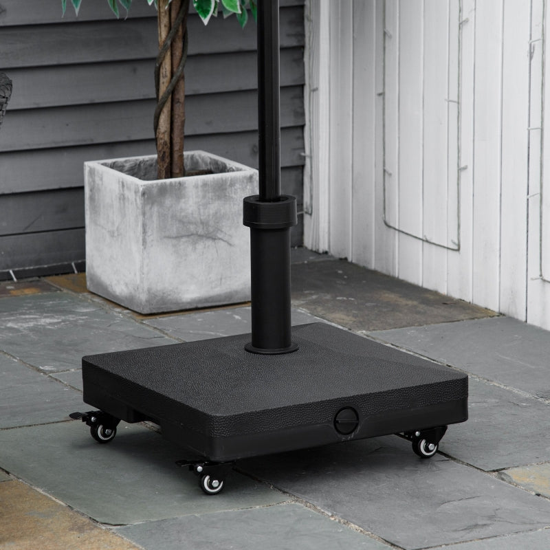 Black Heavy Duty 20kg Garden Parasol Base with Wheels for Outdoor Umbrella