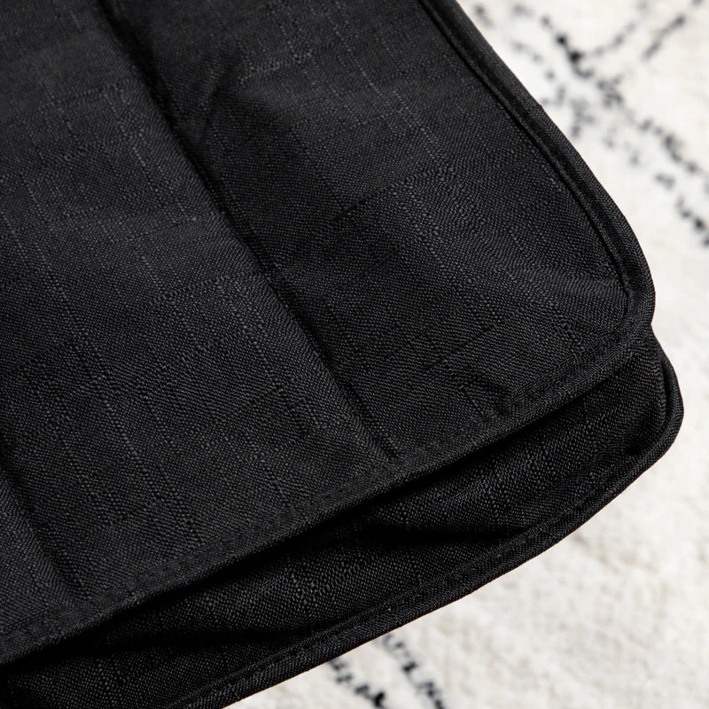 Wooden Reclining Lounge Chair with Adjustable Footrest and Removable Cushion Cover for Deck Relaxation, Black