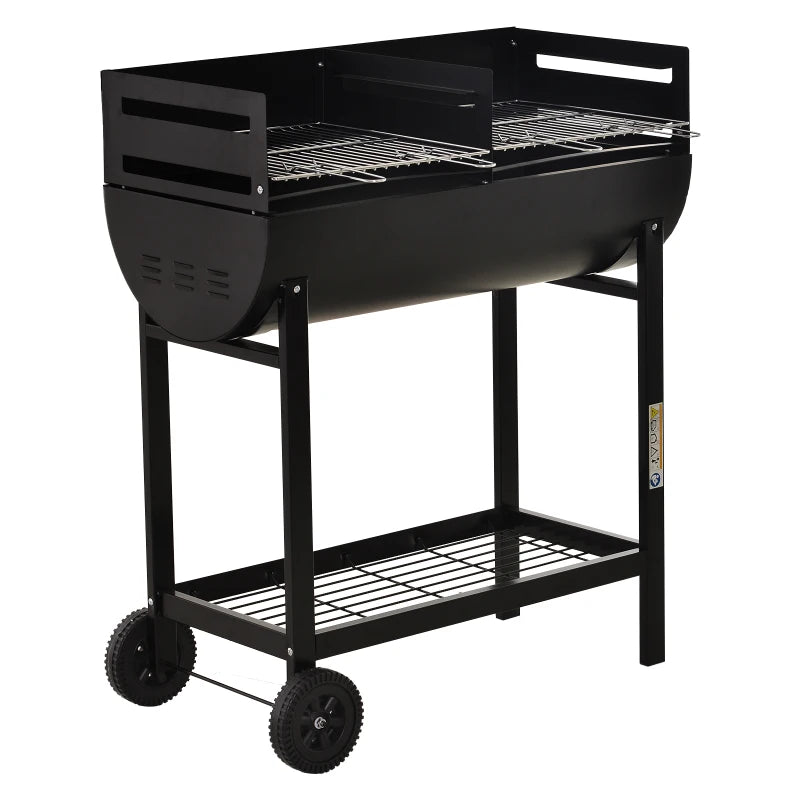 Black Steel Charcoal BBQ with Wheels