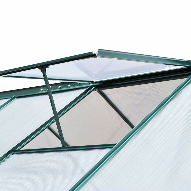 Dark Green 6ft x 8ft Polycarbonate Walk-In Greenhouse with Sliding Door and Window