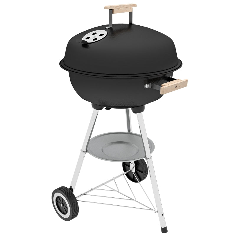 Black Portable Round Charcoal BBQ Smoker with Lid
