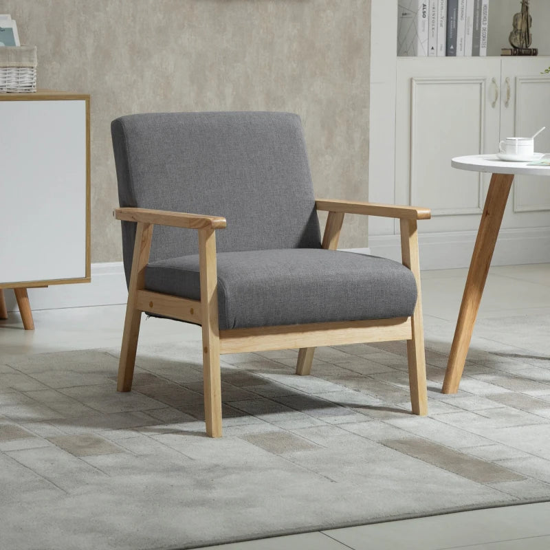 Minimalist Wooden Frame Accent Chair with Comfortable Padded Seat for Stylish Living Spaces