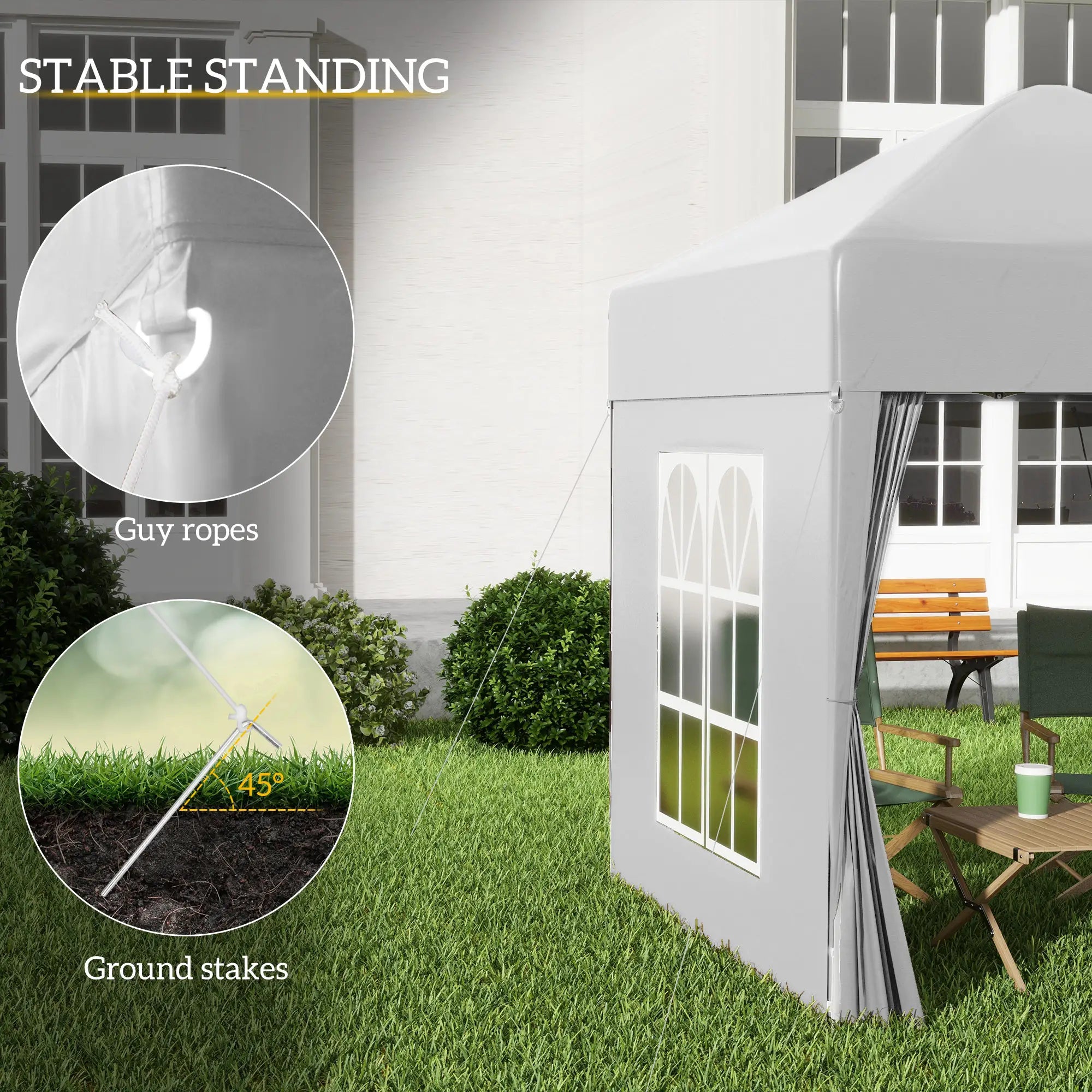 White 2m x 2m Pop Up Gazebo