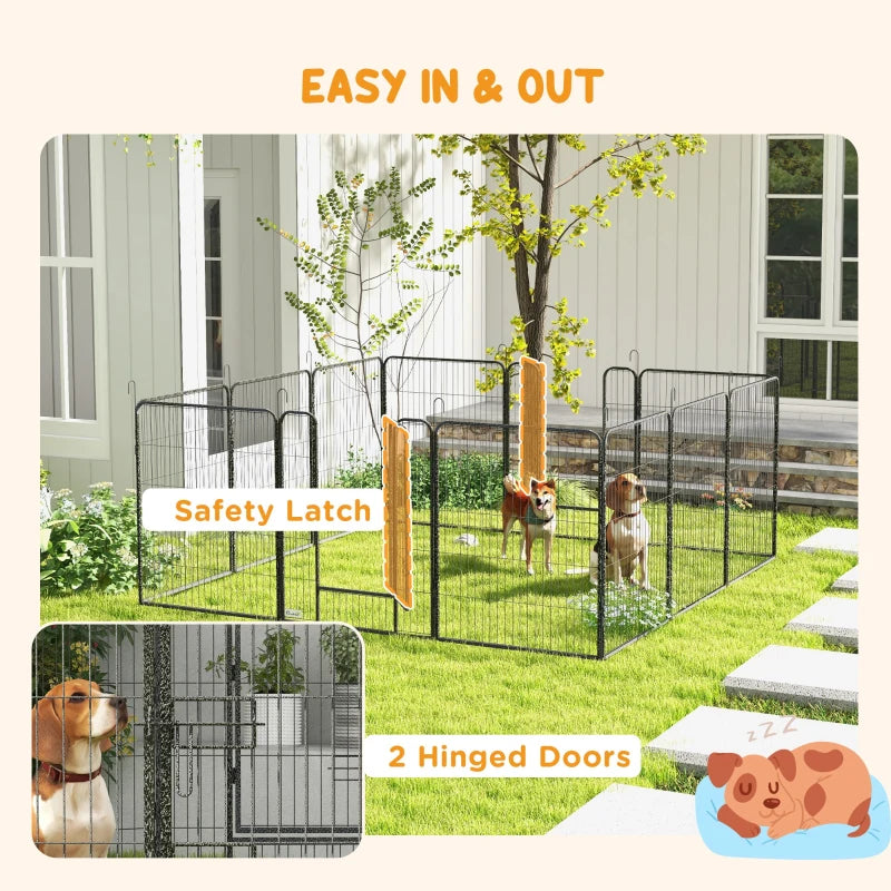 Heavy Duty 12 Panel Puppy Playpen for Small Dogs Indoor Outdoor Use Silver