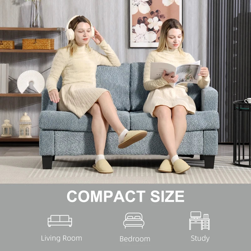 Stylish Light Grey 2 Seater Loveseat Sofa with Removable Cushions for Living Room and Home Office