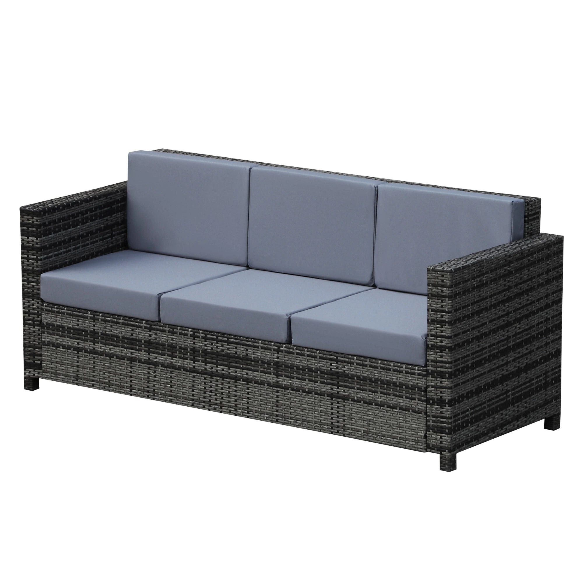 Grey 3-Seater Weather Resistant Rattan Sofa