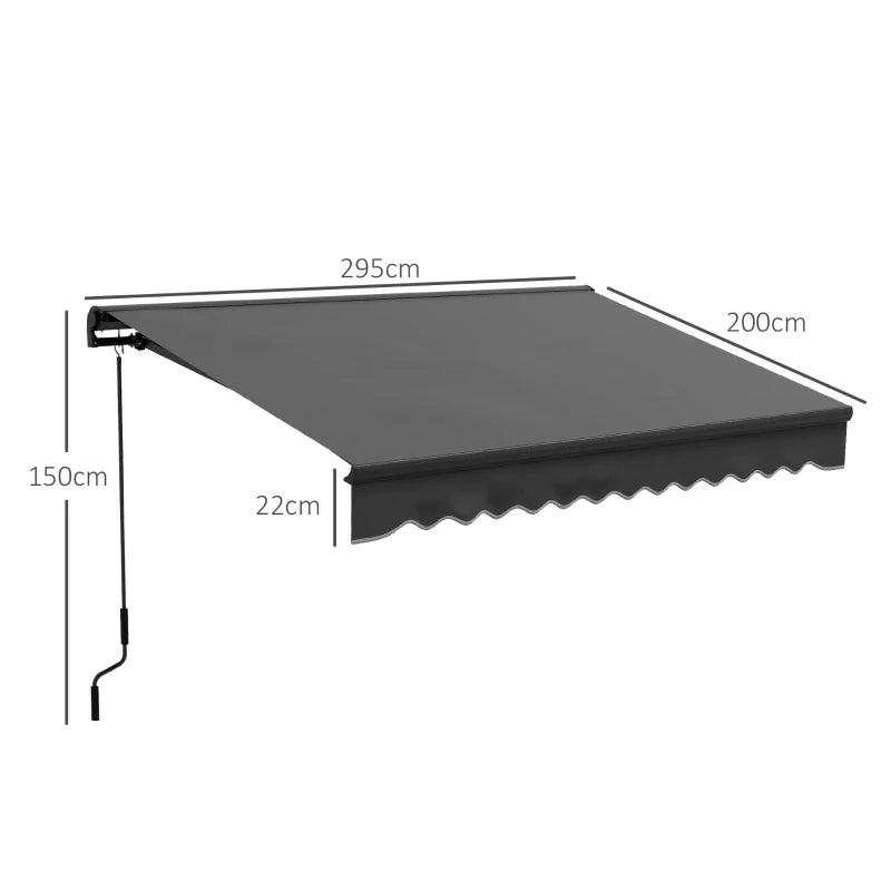 3m x 2m Dark Grey Electric Awning Canopy