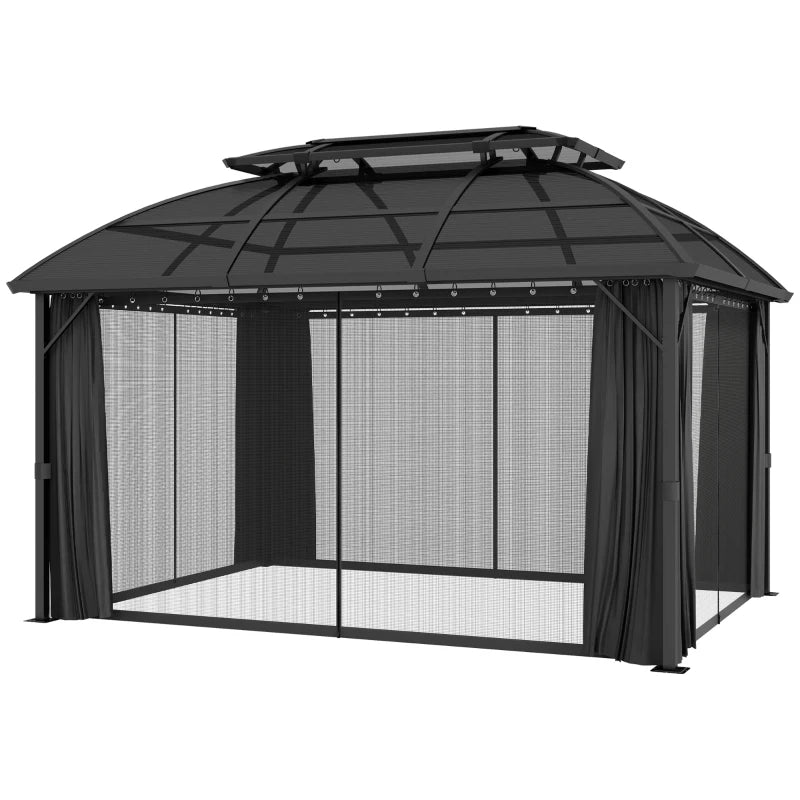 Black Aluminium Framed 4m x 3m Hard Top Gazebo