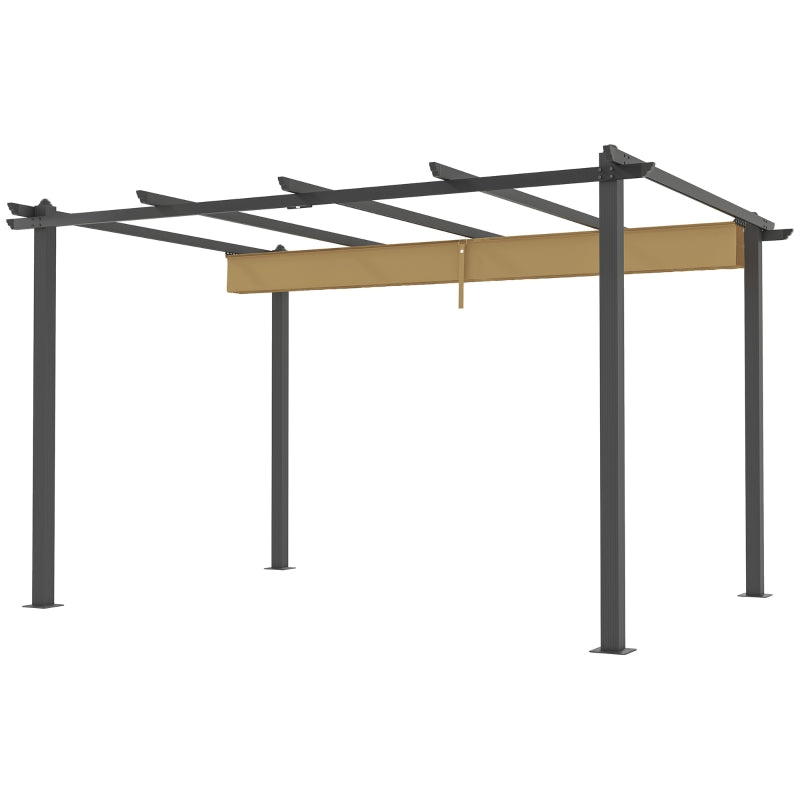 3x4m Khaki Aluminium Pergola with Retractable Roof