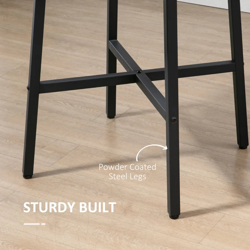 85cm Round Dining Table - Industrial Style Kitchen Table with Rustic Brown Finish & Sturdy Steel Legs