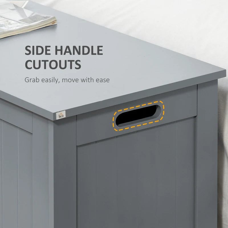 Large Grey Storage Box Toy Chest Organizer with Lid and Safety Hinges for Kids Room