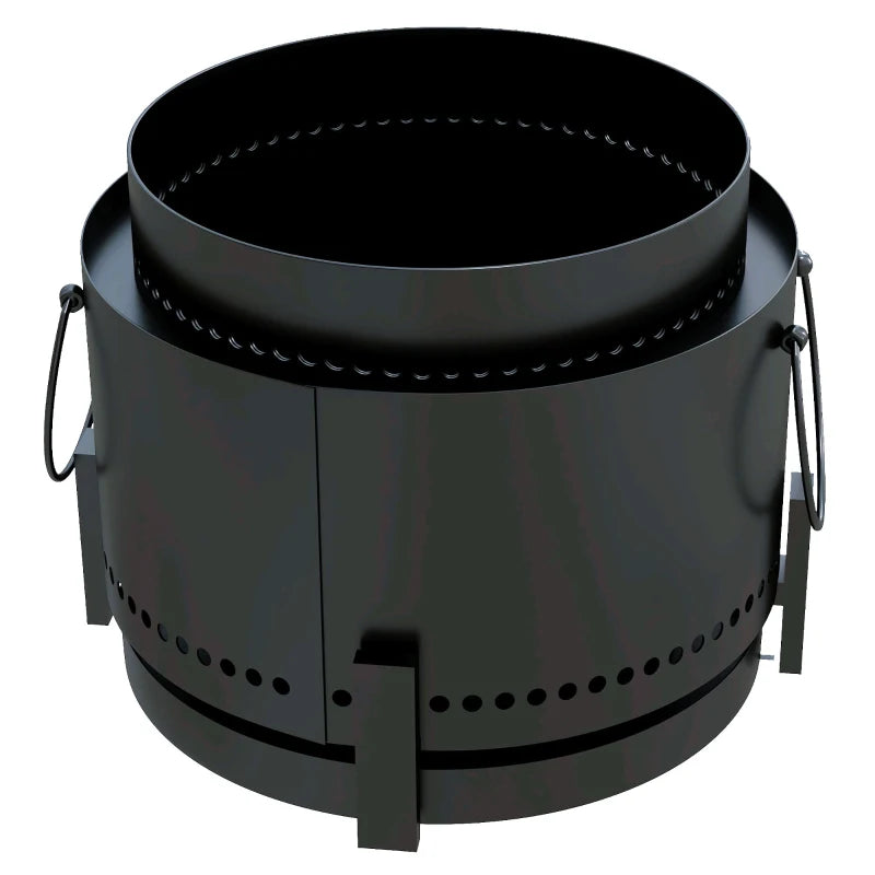 Portable Smokeless Fire Pit with Ash Catcher - 37cm Metal Wood Burning Firepit for Garden, Camping & Bonfire Parties - Black