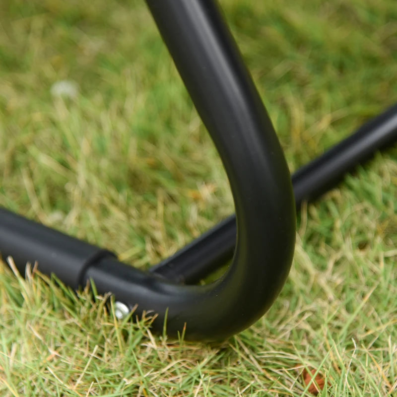 Black Outdoor Rocking Chair with Mesh Fabric, Headrest, Armrest, Storage Bag