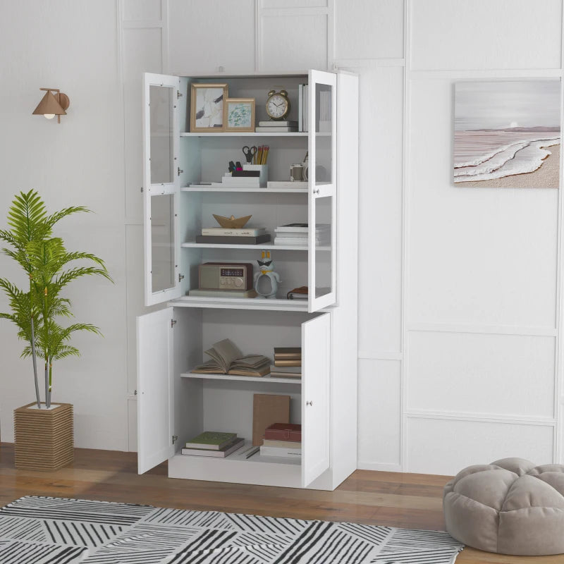 Double Storage Display Cabinet - Elegant White Finish, Stylish Home Organizer, Perfect for Living Room or Office Storage Solutions
