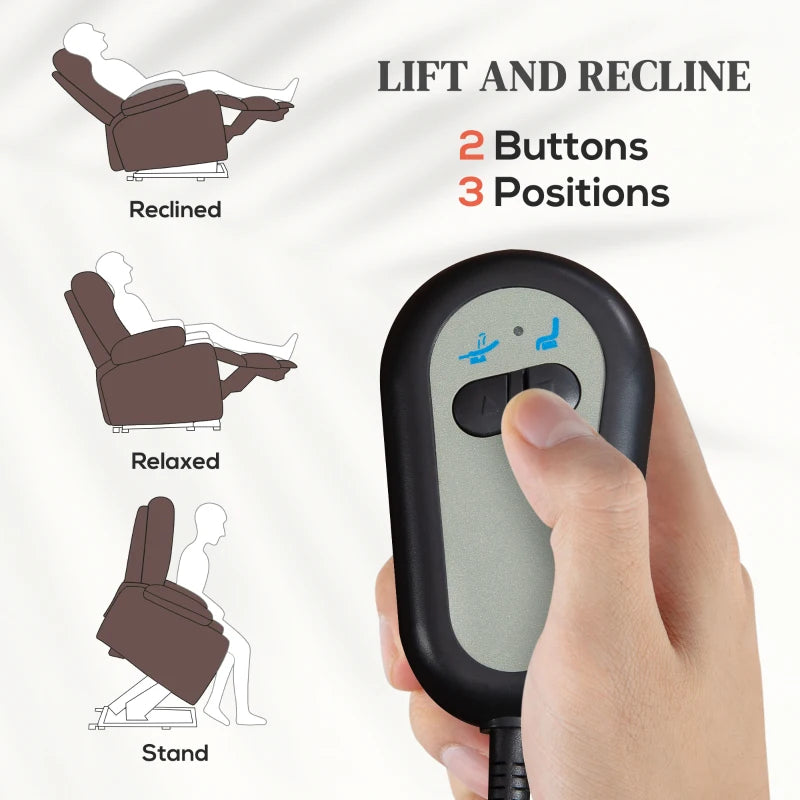 Dark Brown Faux Leather Electric Riser Recliner Chair with 70° Recline for Ultimate Comfort