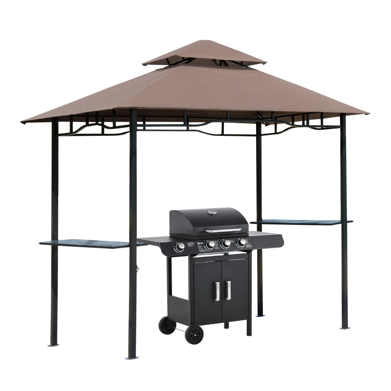 Double-Tier Coffee BBQ Gazebo - 2.5M (8ft) Grill Canopy
