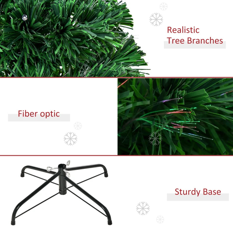 4FT Pre-Lit Fibre Optic Christmas Tree with Multi-Colour Lights & Tree Topper - Perfect Holiday Décor for Xmas
