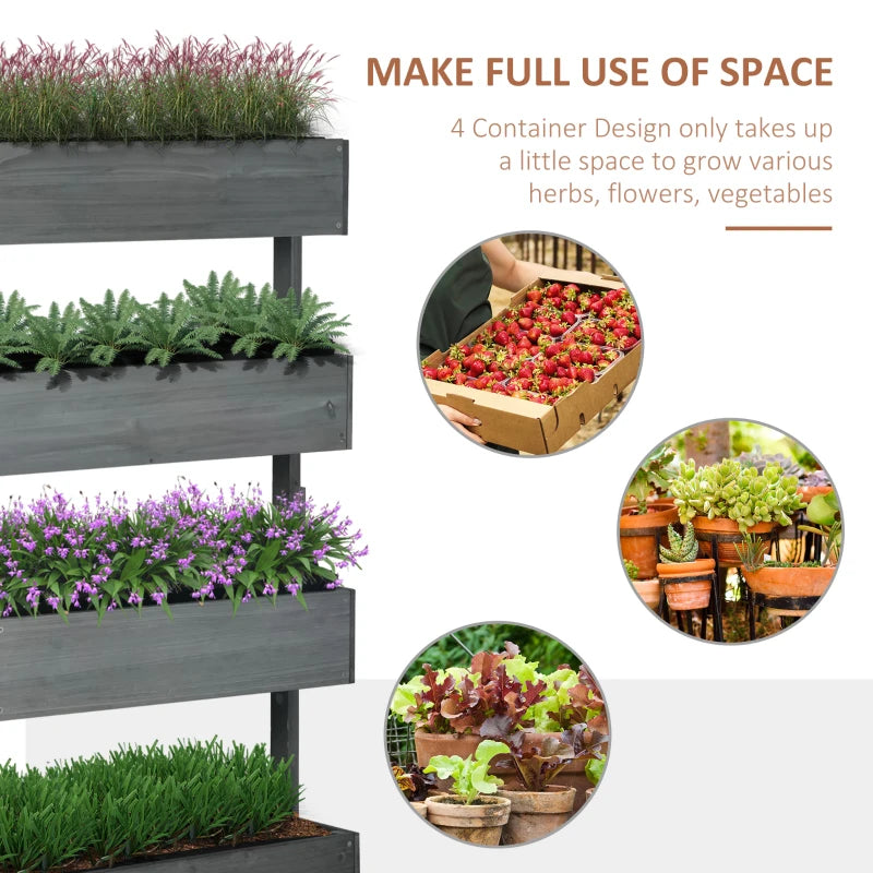 Grey Four-Tier Wooden Plant Stand