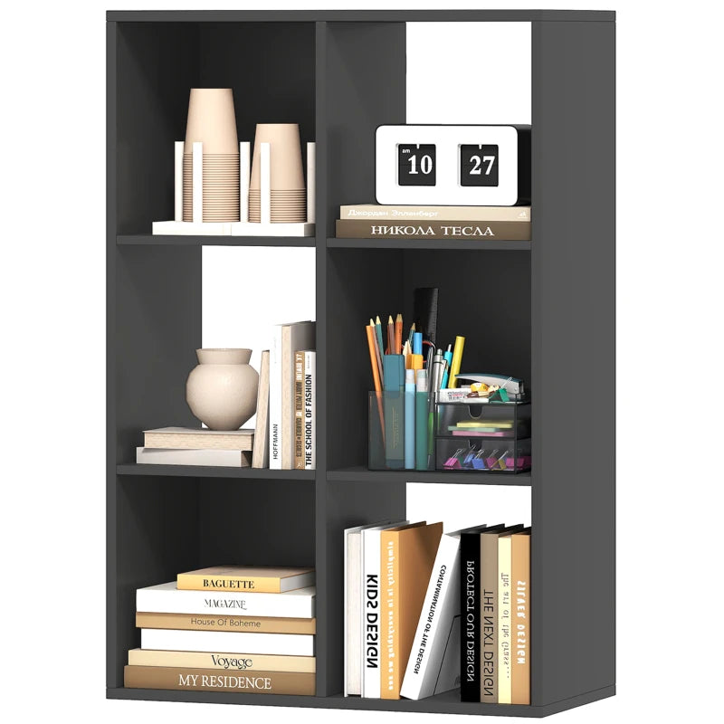 Stylish 6-Cube Bookshelf in Black - Modern Storage Solution for Home or Office, Perfect for Organizing Books and Decor
