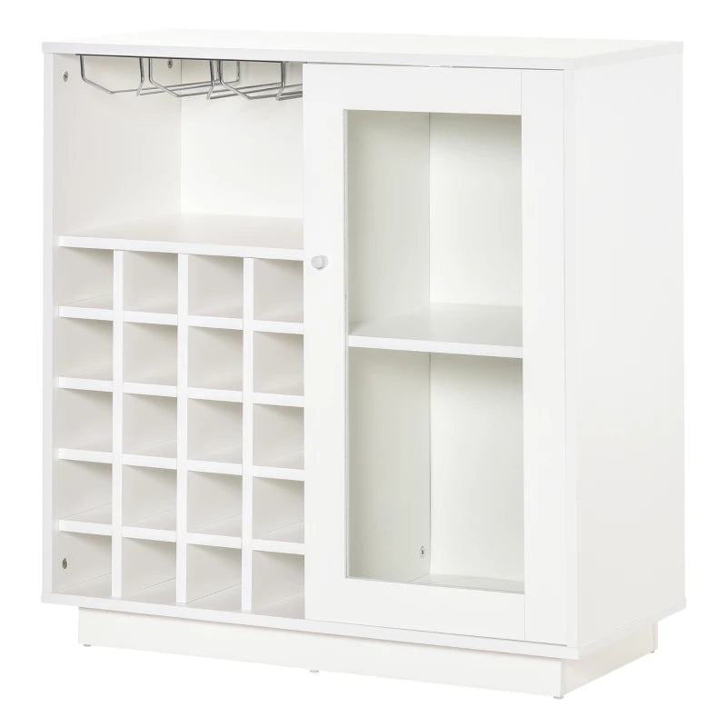 Modern Wine Cabinet with Glass Door & 20-Bottle Rack - Stylish Cupboard for Living Room, Home Bar, Dining Room Decor