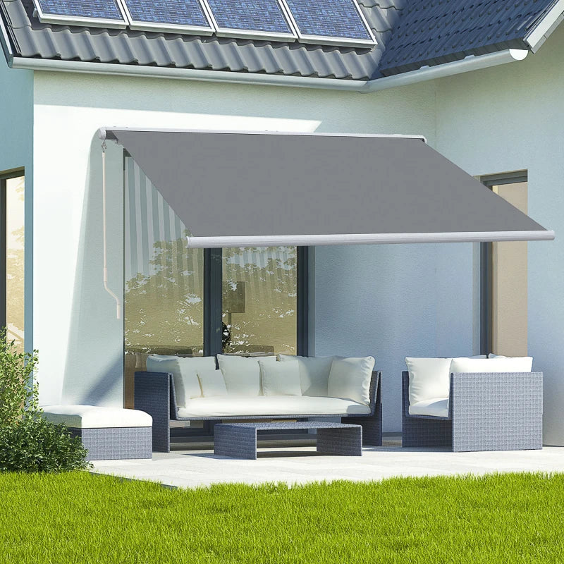 Grey 4m x 3m Full Cassette Electric/Manual Retractable Awning