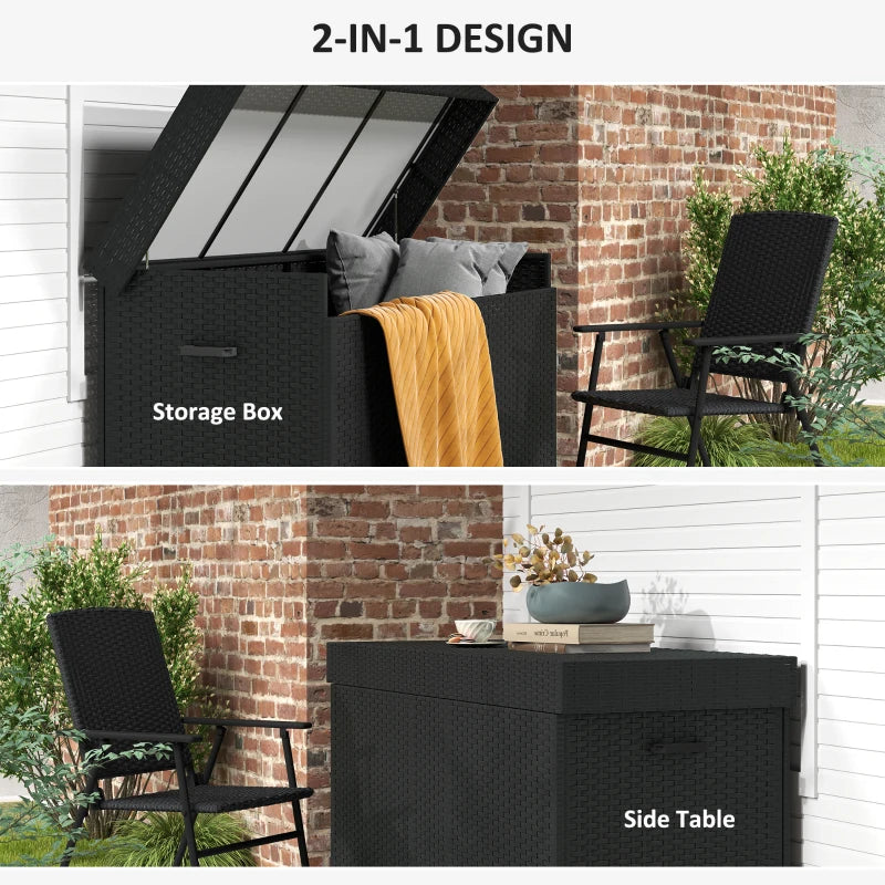 Black 627L Rattan Storage Box - Stylish Outdoor & Indoor Organizer for Home