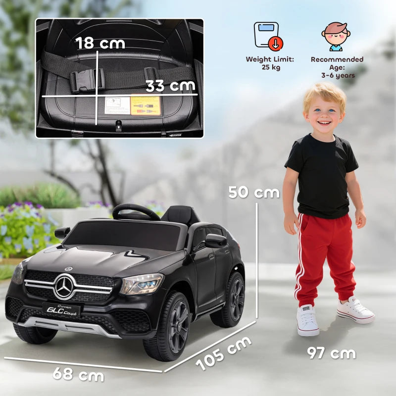 Licensed Mercedes-Benz GLC Kids Ride On Car Remote Control Soft Start MP3 LED Headlights Black
