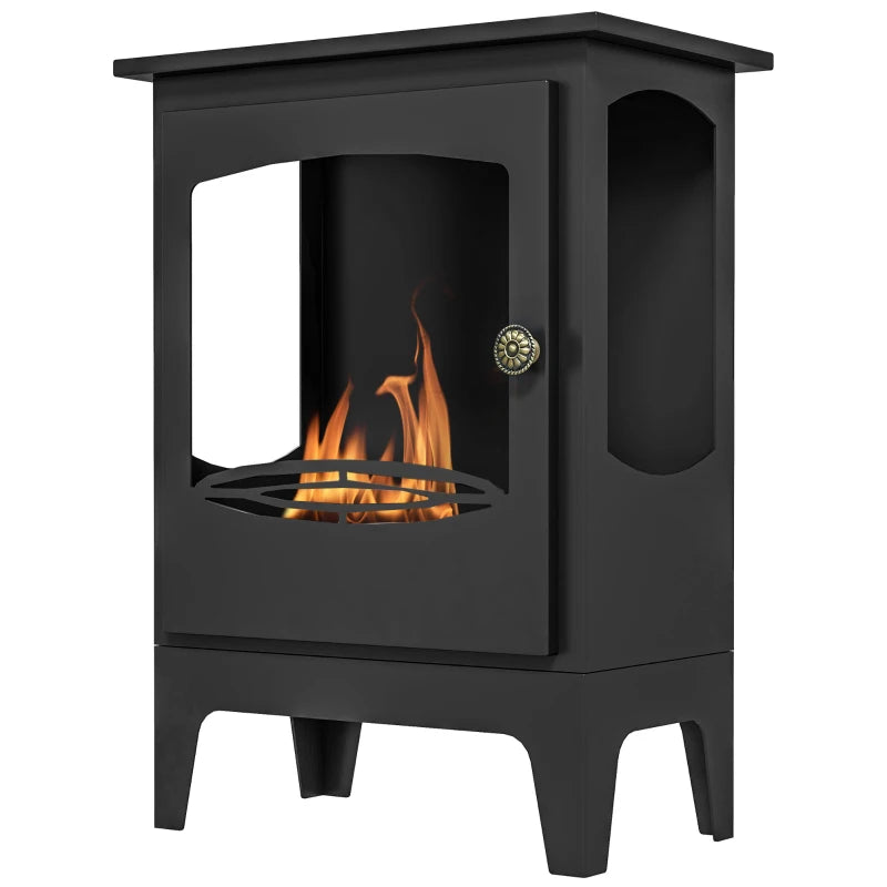 Freestanding Bioethanol Fireplace with Stainless Steel Snuffer 1.2L Tank Indoor Use Black