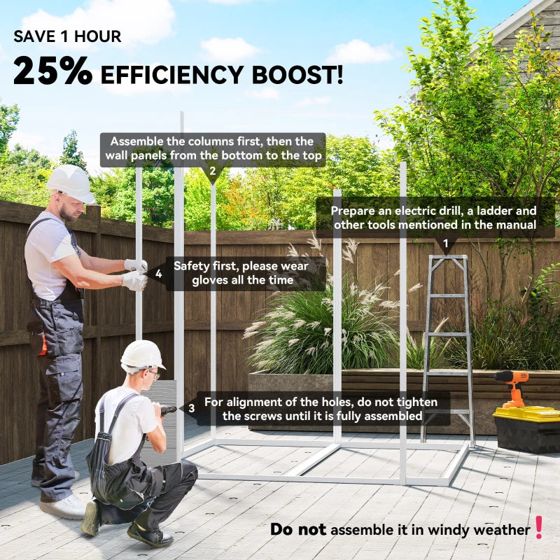 6ft x 6ft Garden Shed with Floor, Windows, Lockable Doors and Vents - Wood Effect Resin Tool Shed for Outdoor Patios