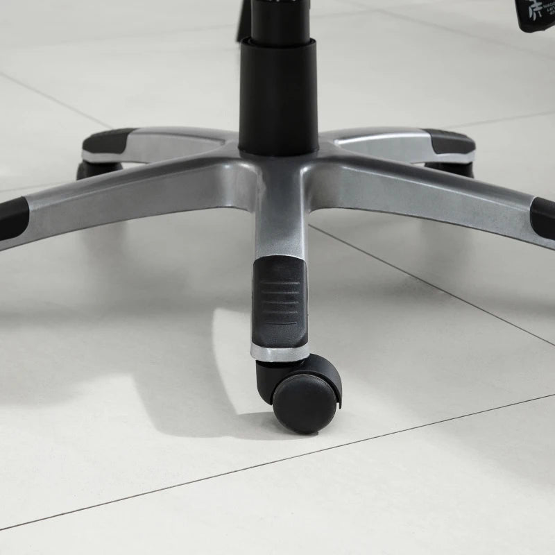 Vinsetto Grey Linen Fabric Office Chair - Height Adjustable Desk Chair with Padded Armrests, Swivel Wheels & Tilt Function