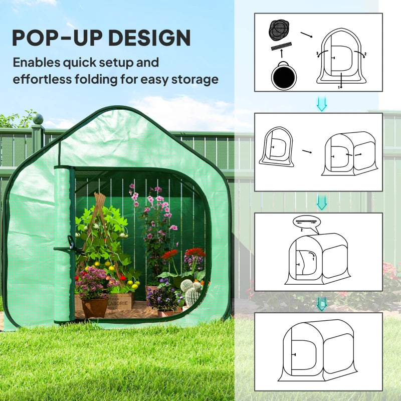 150 x 148cm Pop-Up Greenhouse - Green Garden Plant Shelter