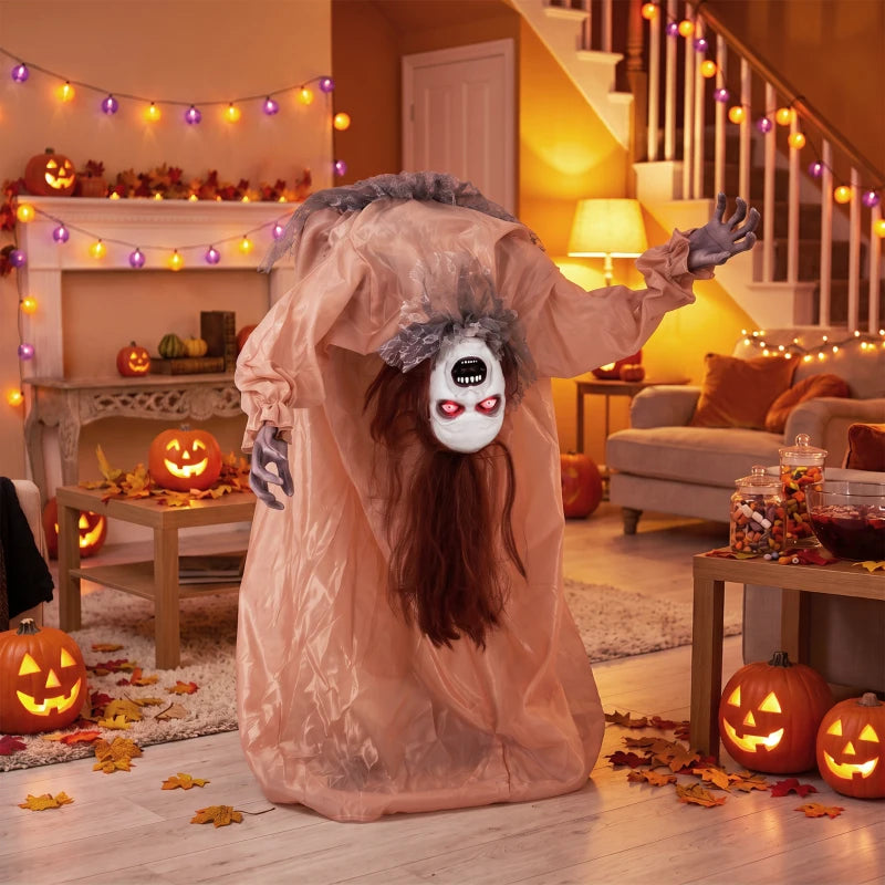 100cm Animated Broken-Back Halloween Ghost – Sound & Touch Activated with Glowing Red Eyes & Creepy Screams
