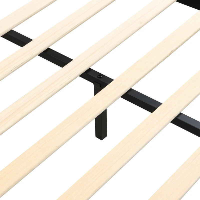 4ft6 Upholstered Double Bed - Velvet Frame with Soft Headboard & Sturdy Slats for Adults & Teens, White, 213x152x89 cm