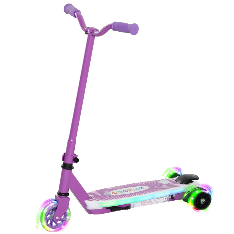 Electric Scooter for Kids 4-7 Years with LED Lights and Rear Wheels Purple