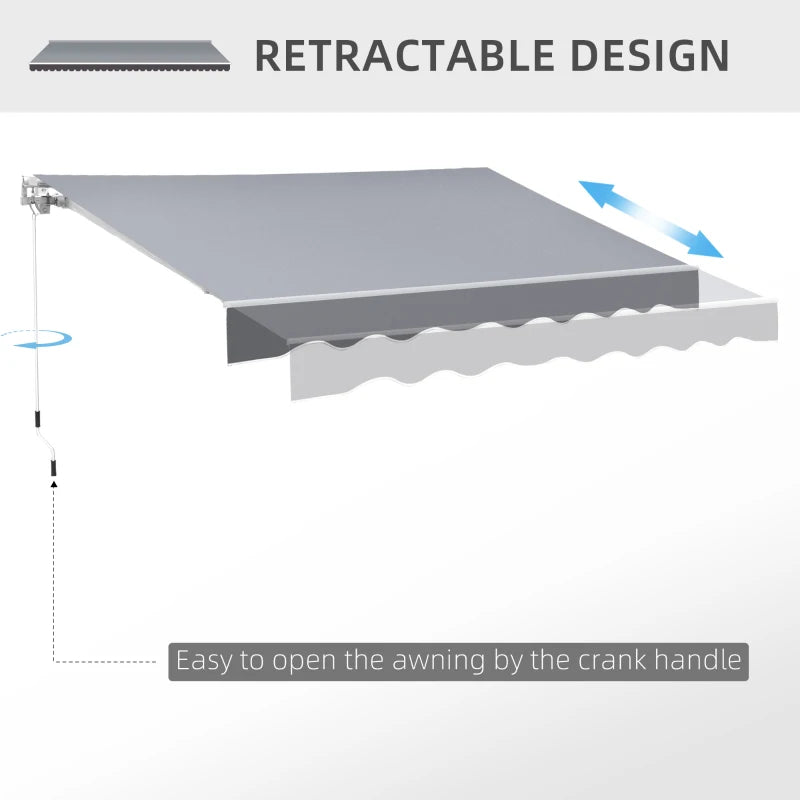 Light Grey 2.5m x 2m Garden Patio Manual Awning Canopy