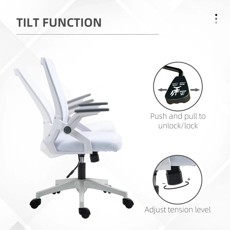 Vinsetto Ergonomic Office Chair with Lumbar Support - Stylish White Design for Comfort and Productivity