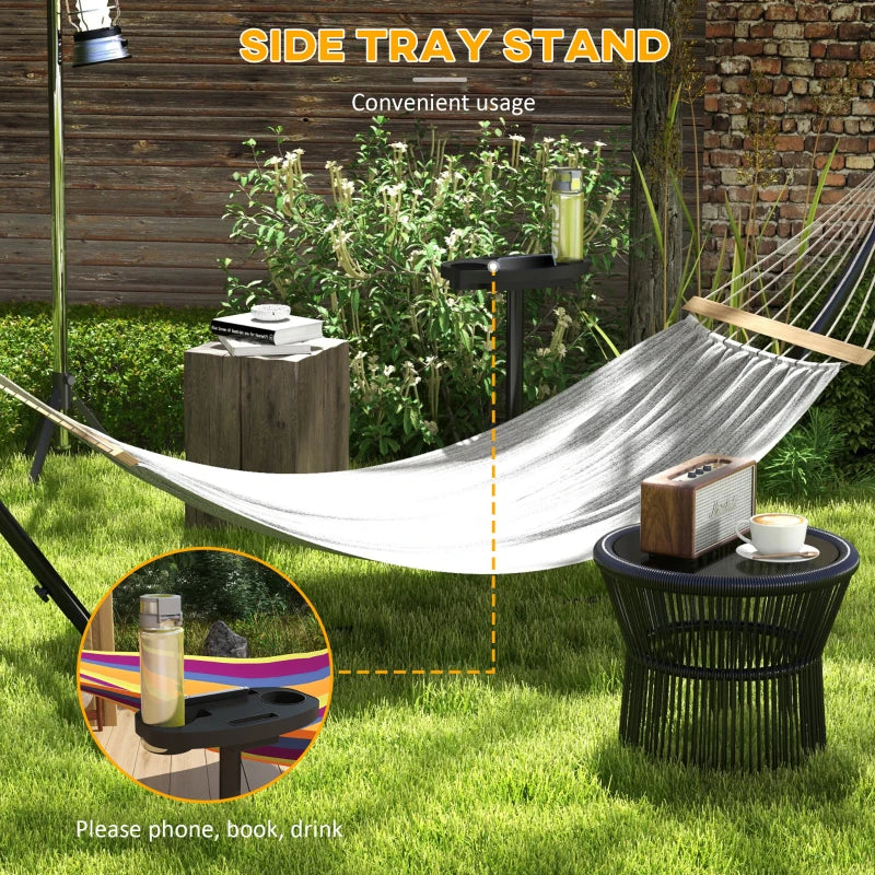 Steel Frame Hammock Stand with Side Tray, Black