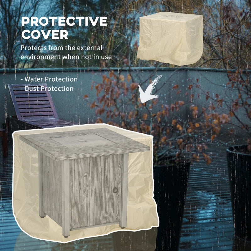 71cm 50,000 BTU Gas Fire Pit Table with Cover & Glass Screen - Stylish Grey Outdoor Heating Solution