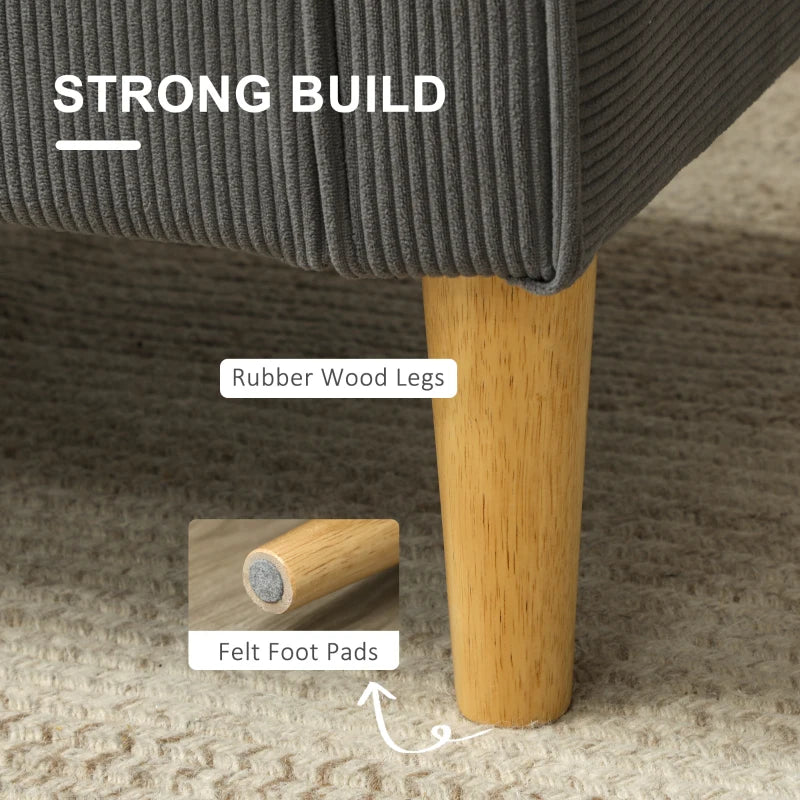 Small Grey Corduroy Two-Seater Sofa for Compact Living Spaces