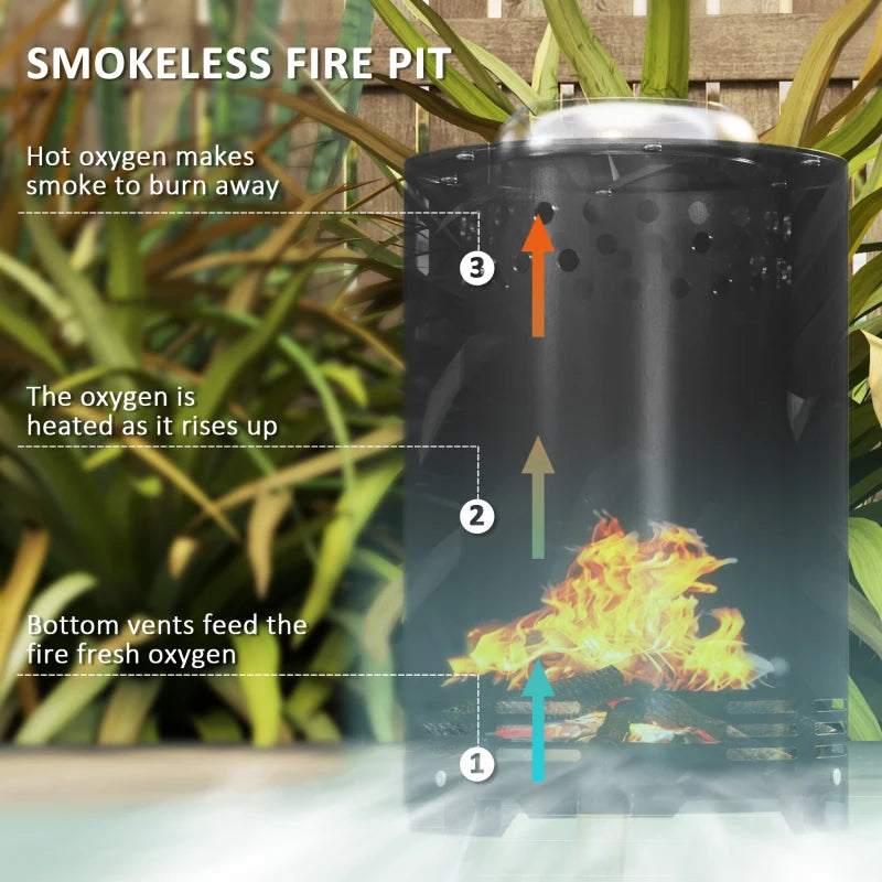 Portable Smokeless Fire Pit - 16x16cm Stainless Steel Wood Burning Tabletop Fire Pit for Garden & Camping - Black