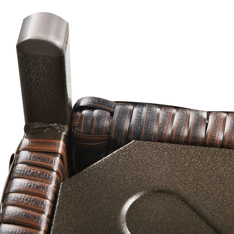 Brown Rattan Wicker Patio Coffee Table with Umbrella Hole for Garden