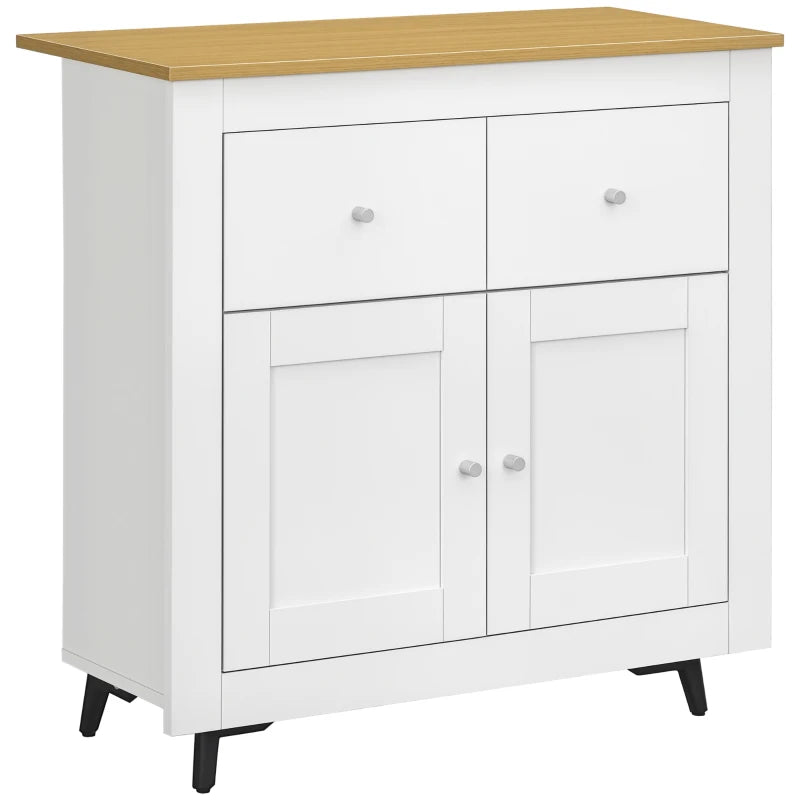 Modern White Sideboard Storage Cabinet with Double Doors & Drawers - Stylish Kitchen Cupboard for Dining Room, Living Room & Entryway
