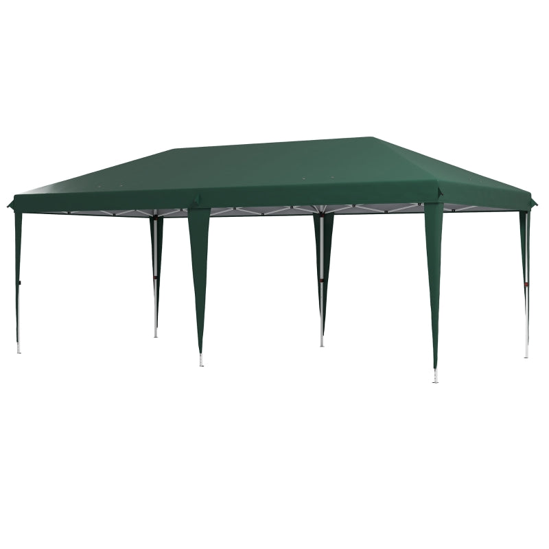 6 x 3 m Green Pop-Up Steel Frame Gazebo - Outdoor Canopy Tent for Events