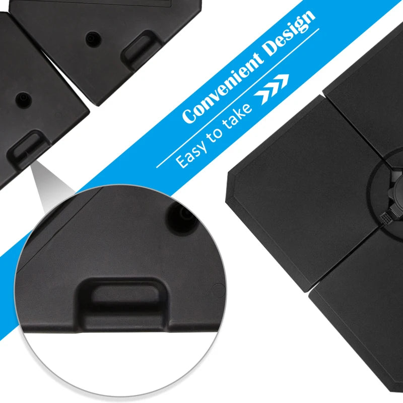 Black Cantilever Parasol Base Stand Weights, Set of 4, Up to 120kg
