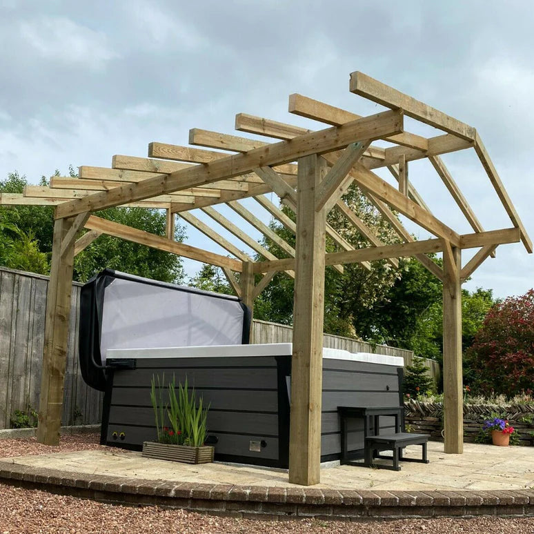 Ruby Wooden Apex Pergola with Open Roof & Overhang - Premium Outdoor Garden Structure
