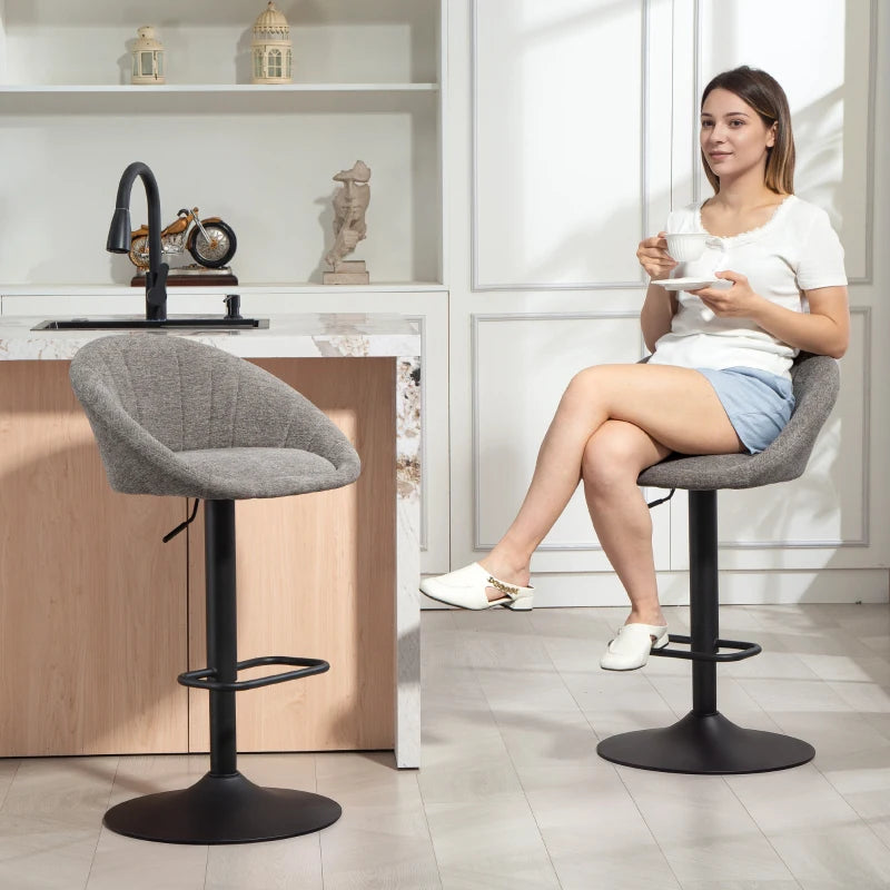 Set of 2 Grey Relaxed Tub Bar Stools - Modern Design, Comfortable Seating for Kitchen or Home Bar