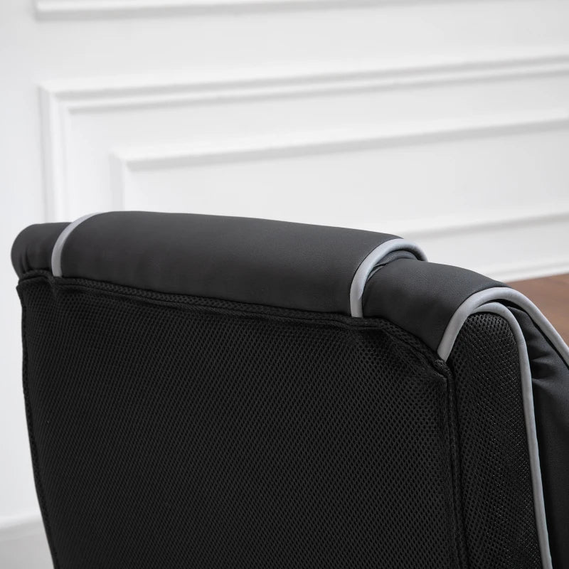 Vinsetto Black/White Faux Leather Executive Office Chair with Contrast Piping - Ergonomic Design for Comfort and Style